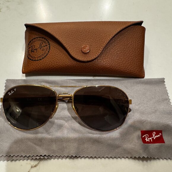 Ray-Ban Other - Ray-Ban Men’s Gold Aviator Sunglasses – Polarized Brown Lenses – Like New